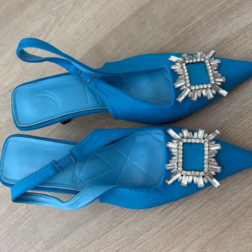Elegant Blue Slingback Women's Shoes